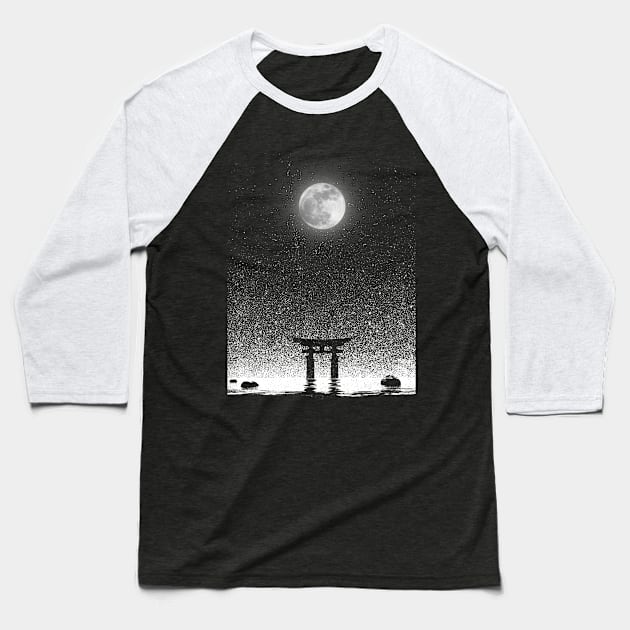 Japan Night of Torii Gate Baseball T-Shirt by Exosam